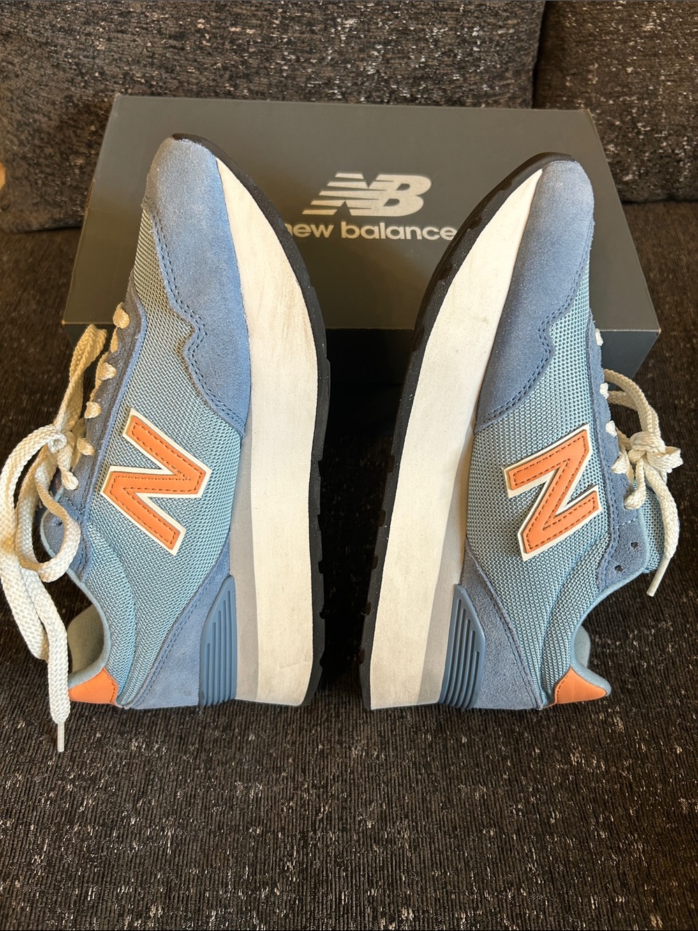 New Balance 515H Light Blue and Orange Platform Sneakers - Picture 3 of 4